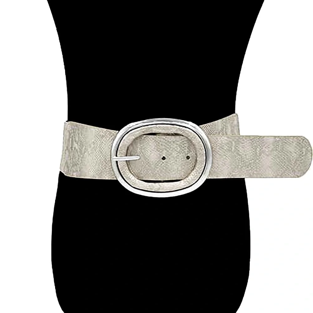 Silver Animal Print Wide Waist Statement Belt